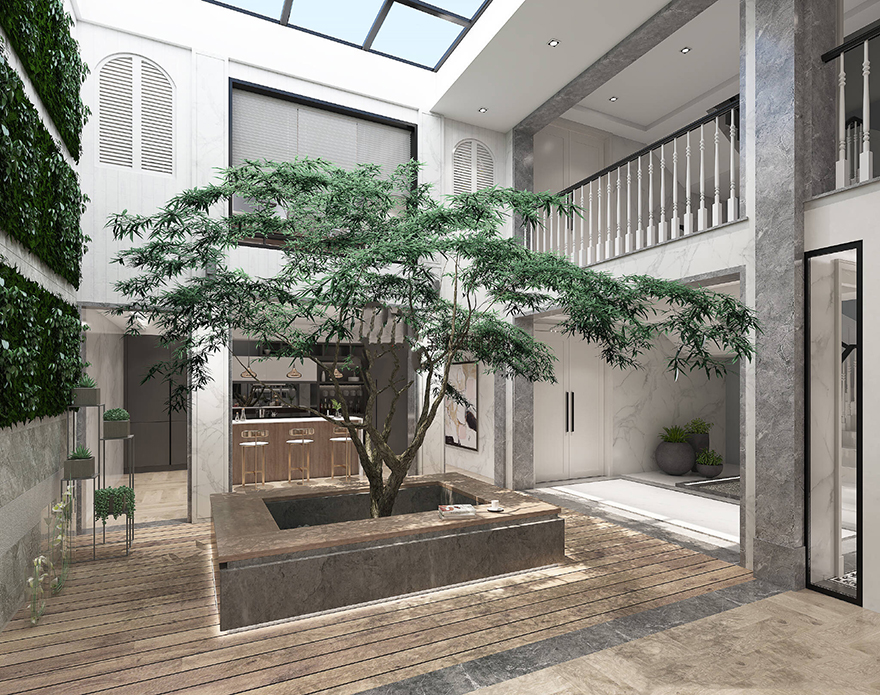 雅居乐600平中式别墅装修设计花园